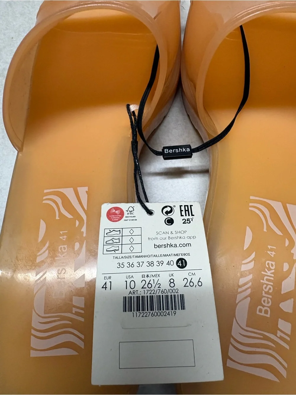 Bershka Kids Orange Jelly Slide Sandals